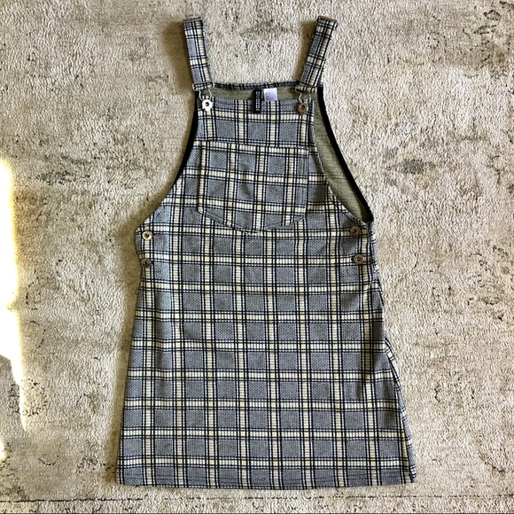 Plaid Overalls Mini Dress - Picture 2 of 4